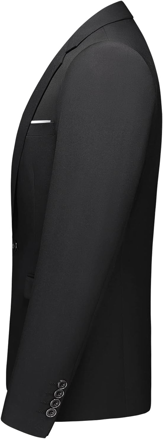 Men Suits 3 Pieces Slim Fit One Button Solid Suit Blazers for Business Wedding Formal Prom Tuxedo Blazer Vest & Pant Set