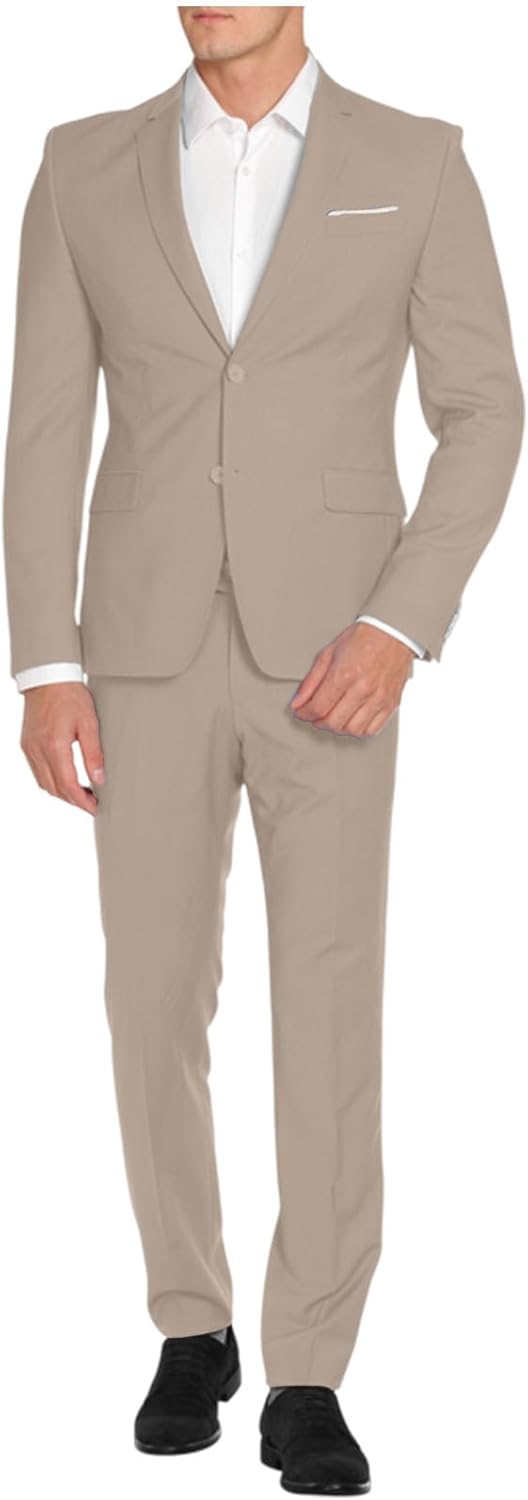 Men Suits 2 Piece Slim Fit Suit Set Solid Two Button Blazer Jacket Pants Classic Tuxedo Set