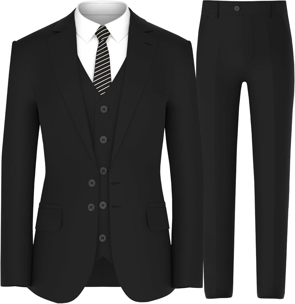 Men Suit Set – Classic Fit 3 Piece Blazer Single Breasted Jacket Vest Pants for Business Wedding Dress Suits