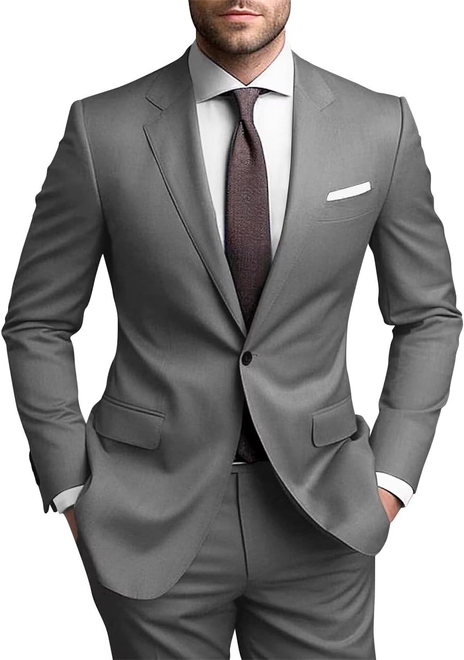 Men Suits Regular Fit 2 Piece Suit for Men Wedding Prom Business Formal Suit