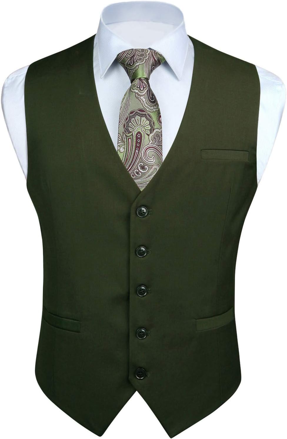 Men Suit Vest Business Formal Dress Waistcoat Solid Color Vest for Suit or Tuxedo