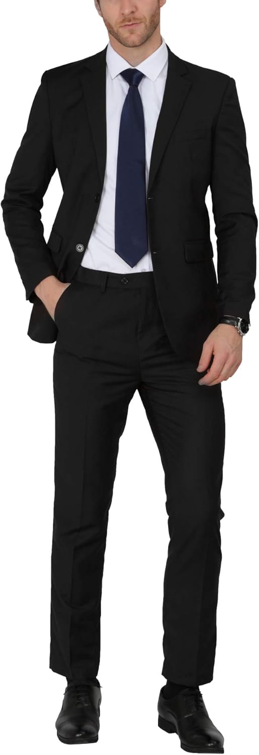 Men's Suits Slim Fit 2 Piece Two Button Blazer Wedding Prom Tuxedo Single Breasted Jacket Pants Set