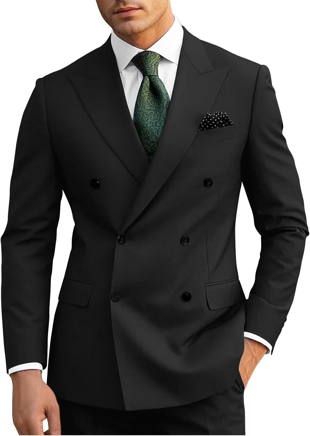 Mens Suits Double Breasted Suit Men Slim Fit 2 Piece Wedding Prom Double Breasted Blazer Groom Suit Pants Sets