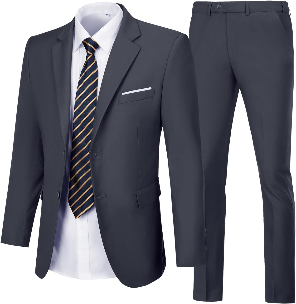 Men Suits Slim Fit 2 Piece, Solid Blazer Pants Business Suit Set Prom Tuxedo Wedding Suit Jacket Pants Set