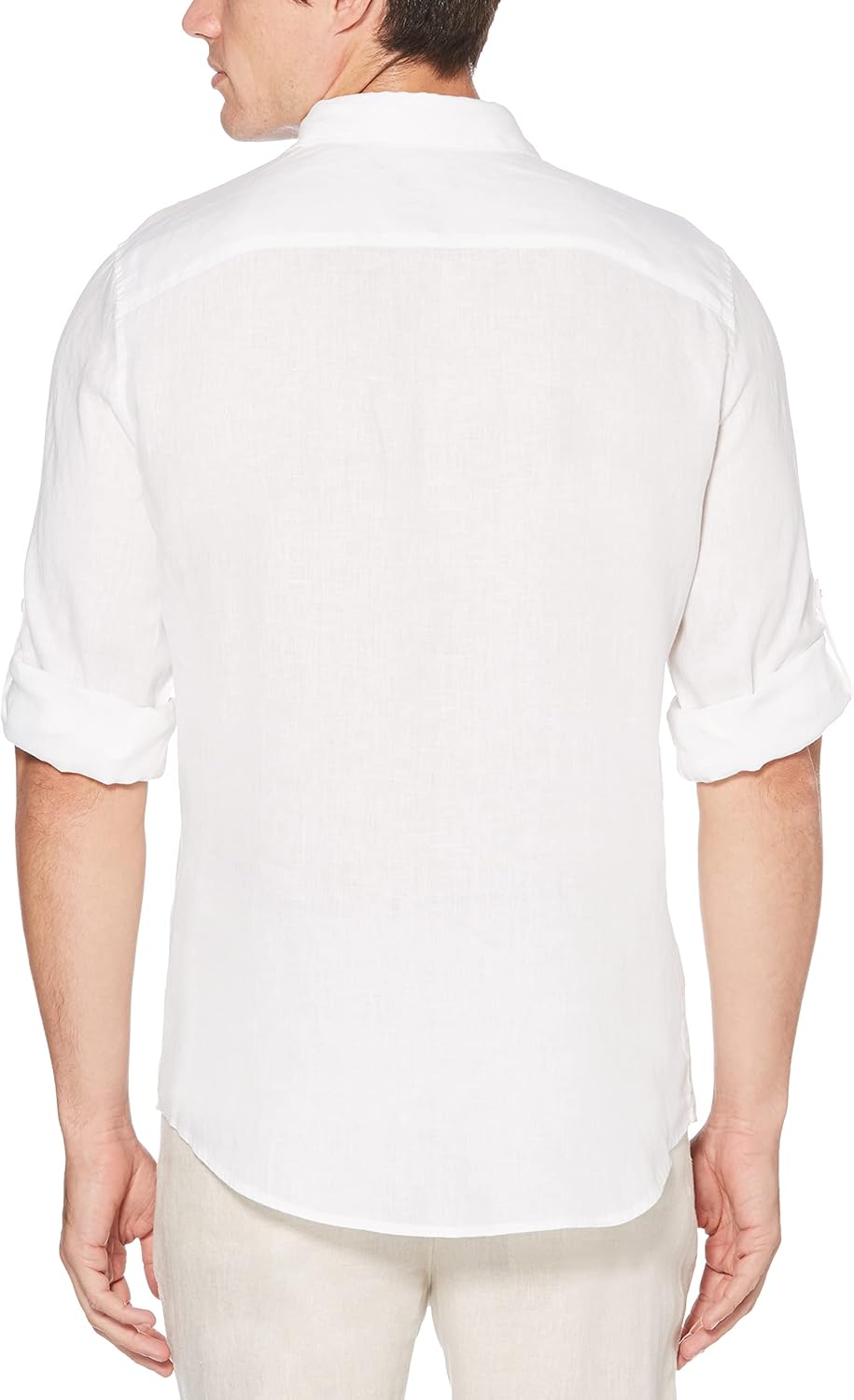 Men Roll Sleeve 100% Linen Button-Down Shirt (Size X-Small - 5X )