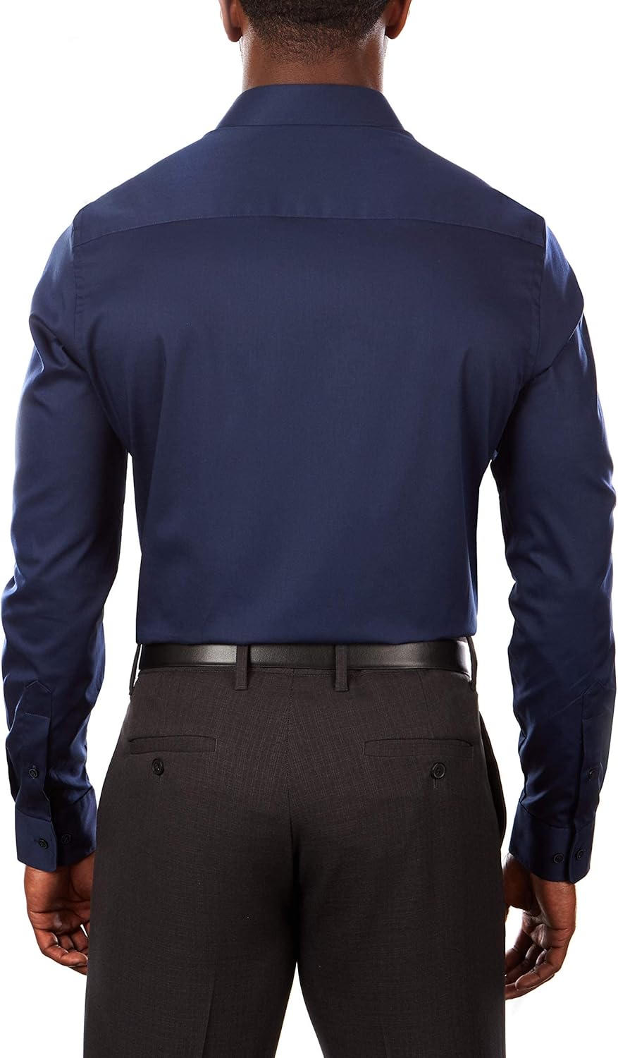 Men Dress Shirt Slim Fit Flex Collar Stretch Solid