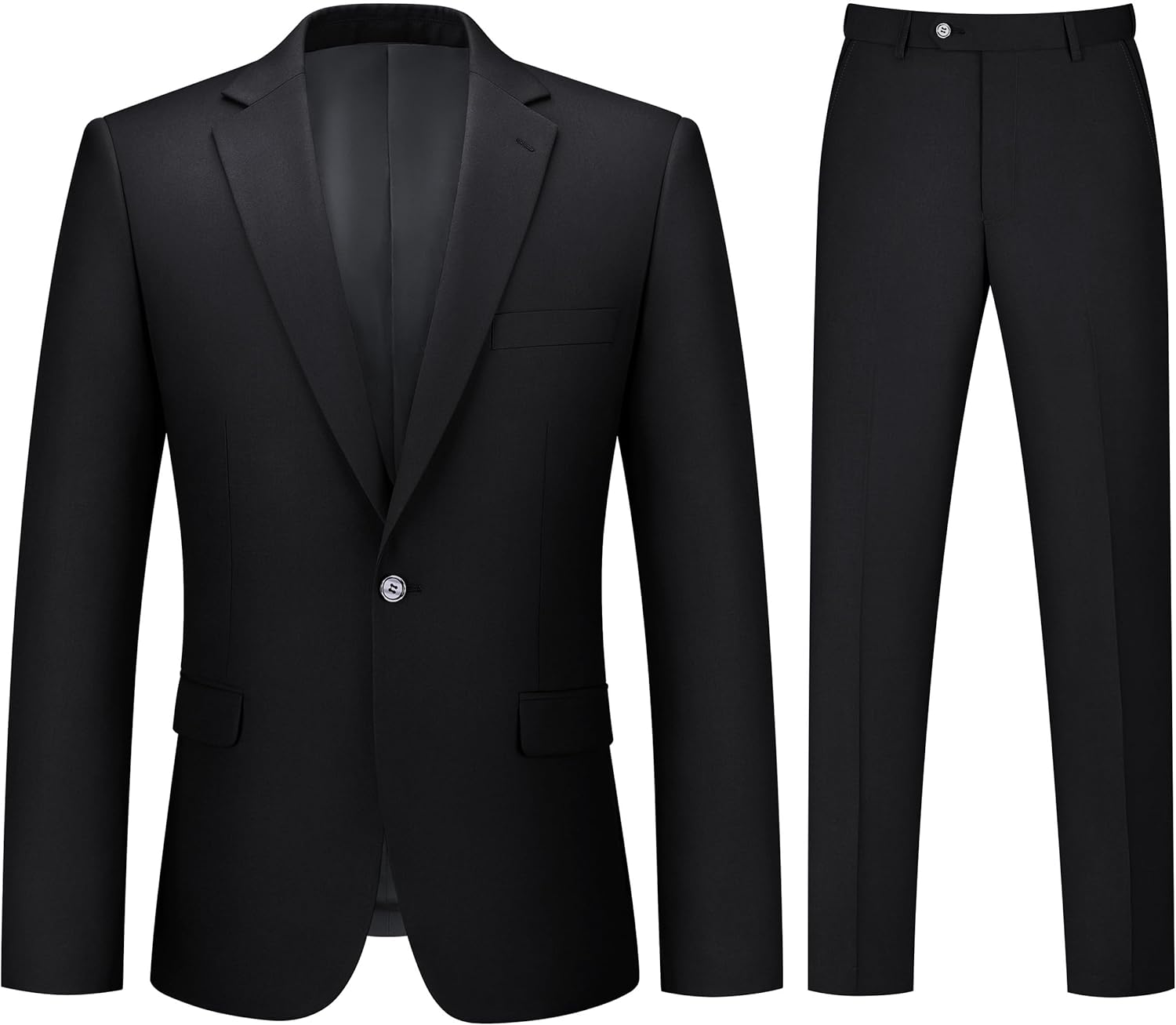 Mens Suit 2 Piece Suits for Men One Button Slim Fit Solid Jacket & Pant Tuxedo Set Business Wedding Party