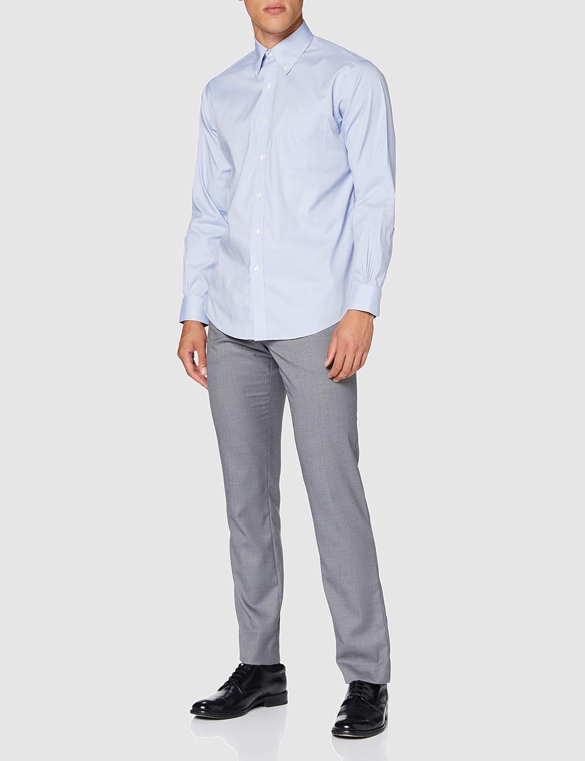 Men Non-Iron Long Sleeve Button Down Stretch Pinpoint Dress Shirt, Solid