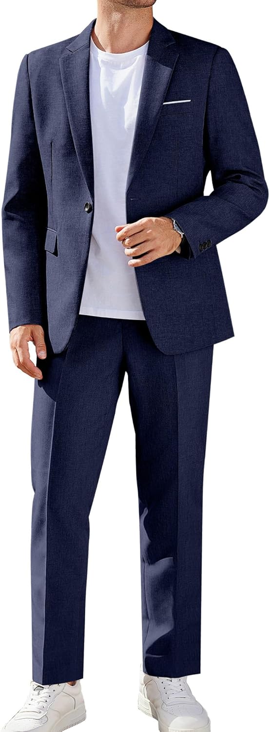 Men Suits Classic Fit 2 Piece Suit Set One Button Casual Blazer Wedding Bussiness Suit Separates