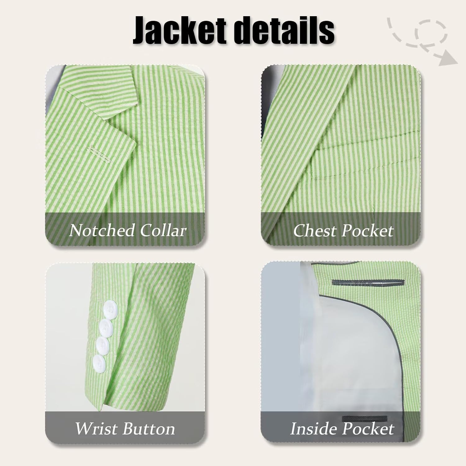 Mens Summer Seersucker Suit 2 Piece Double Breasted Buckle Striped Tuxedos for Men Wedding Striped Suits Beach Party