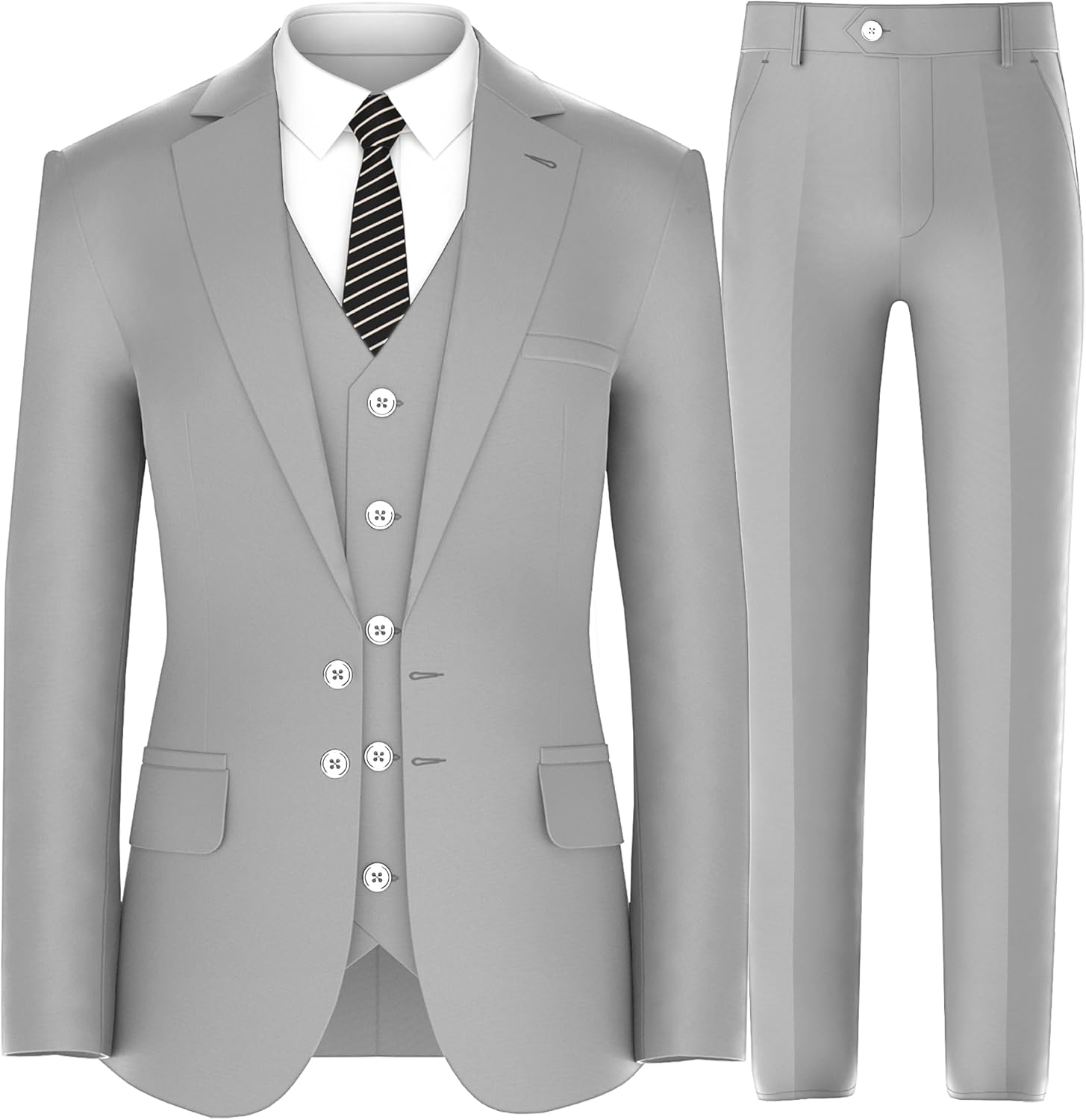 Men Suit Set – Classic Fit 3 Piece Blazer Single Breasted Jacket Vest Pants for Business Wedding Dress Suits