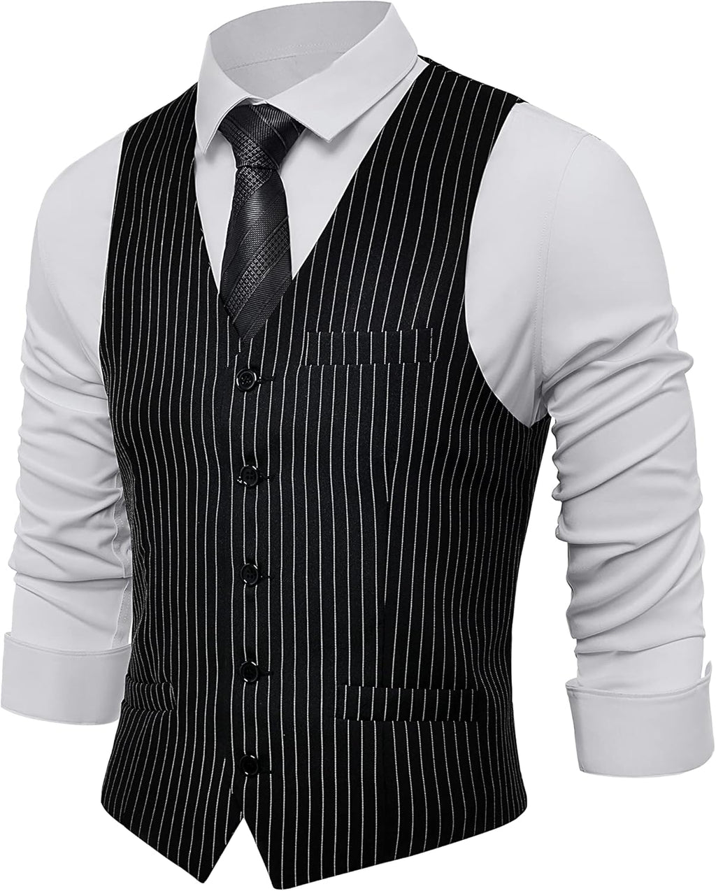 Men Formal Suit Vest Slim Fit Waistcoat Business Vest for Suit Tuxedo