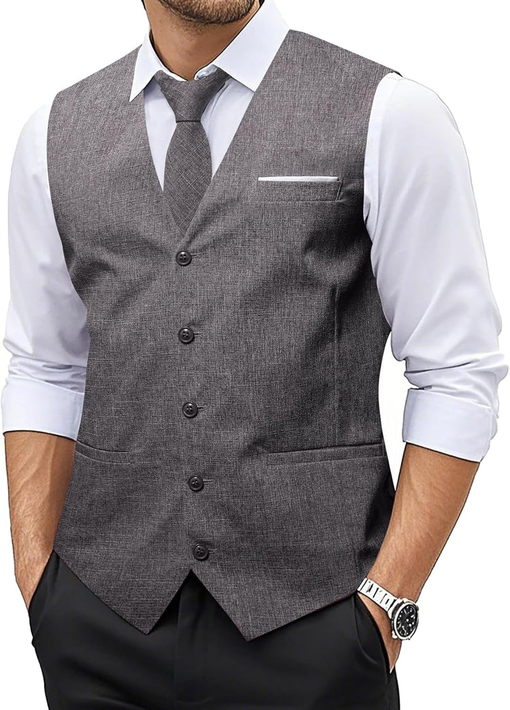 Men Plaid Suit Waistcoat Wool Blend Tailored Collar/V-neck 3 Pocket Check Vest Formal/Leisure