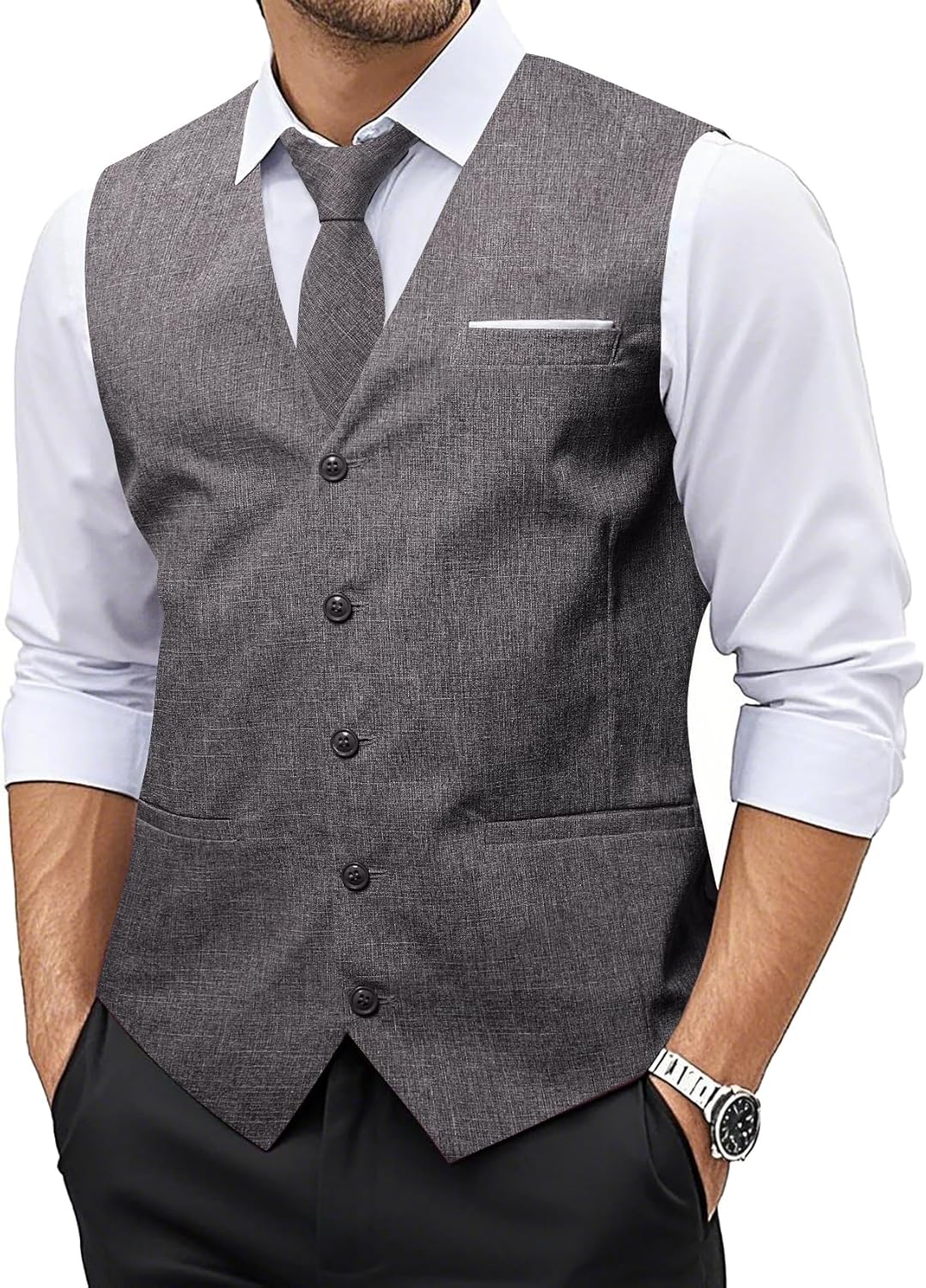 Men Plaid Suit Waistcoat Wool Blend Tailored Collar/V-neck 3 Pocket Check Vest Formal/Leisure