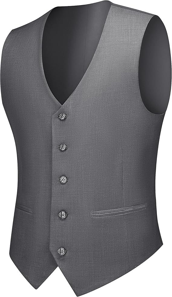 Men's Suit Slim Fit, 3 Piece Suits for Men, One Button Solid Jacket Vest Pants with Tie, Tuxedo Set